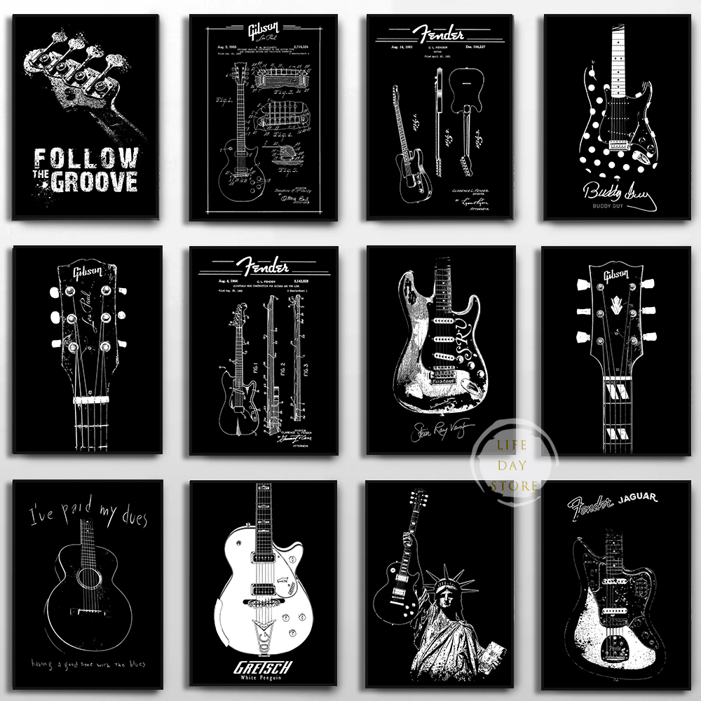 Picture Of Musical Instrument - Muziekinstrument Elektrische Gitaar Patent Posters Print