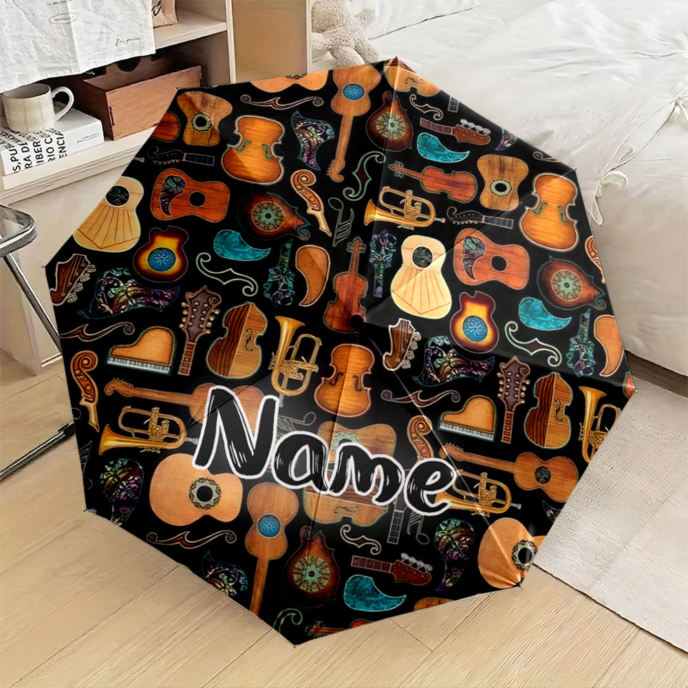 Musical Instrument And Names - Paraplu met een gepersonaliseerde naam, ontwerp