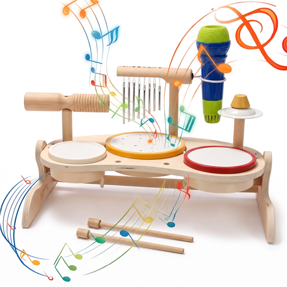 Musical Instrument Harmonium - Houten Drumstel voor Kinderen, Muzikaal Speelgoed,